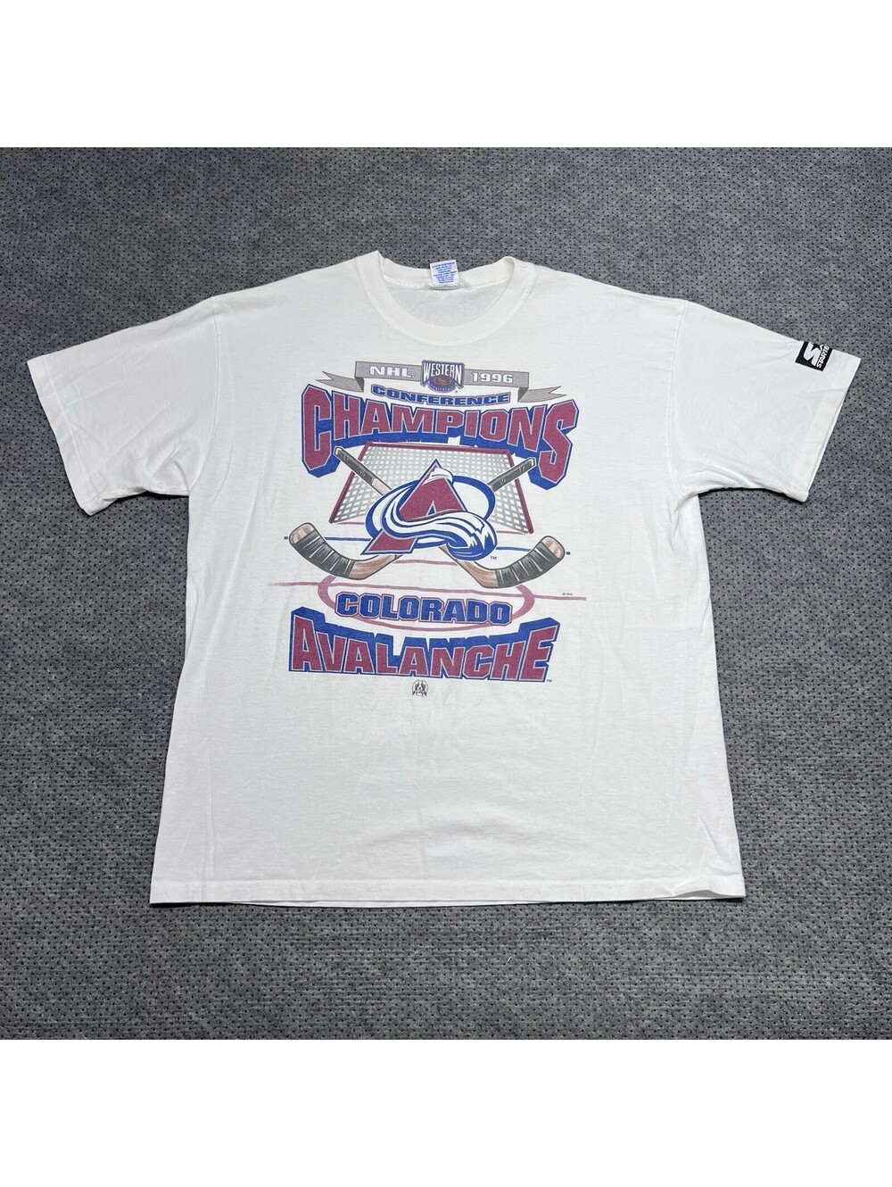 Vintage 1996 Starter Colorado Avalanche Western Conference Champions T-Shirt L